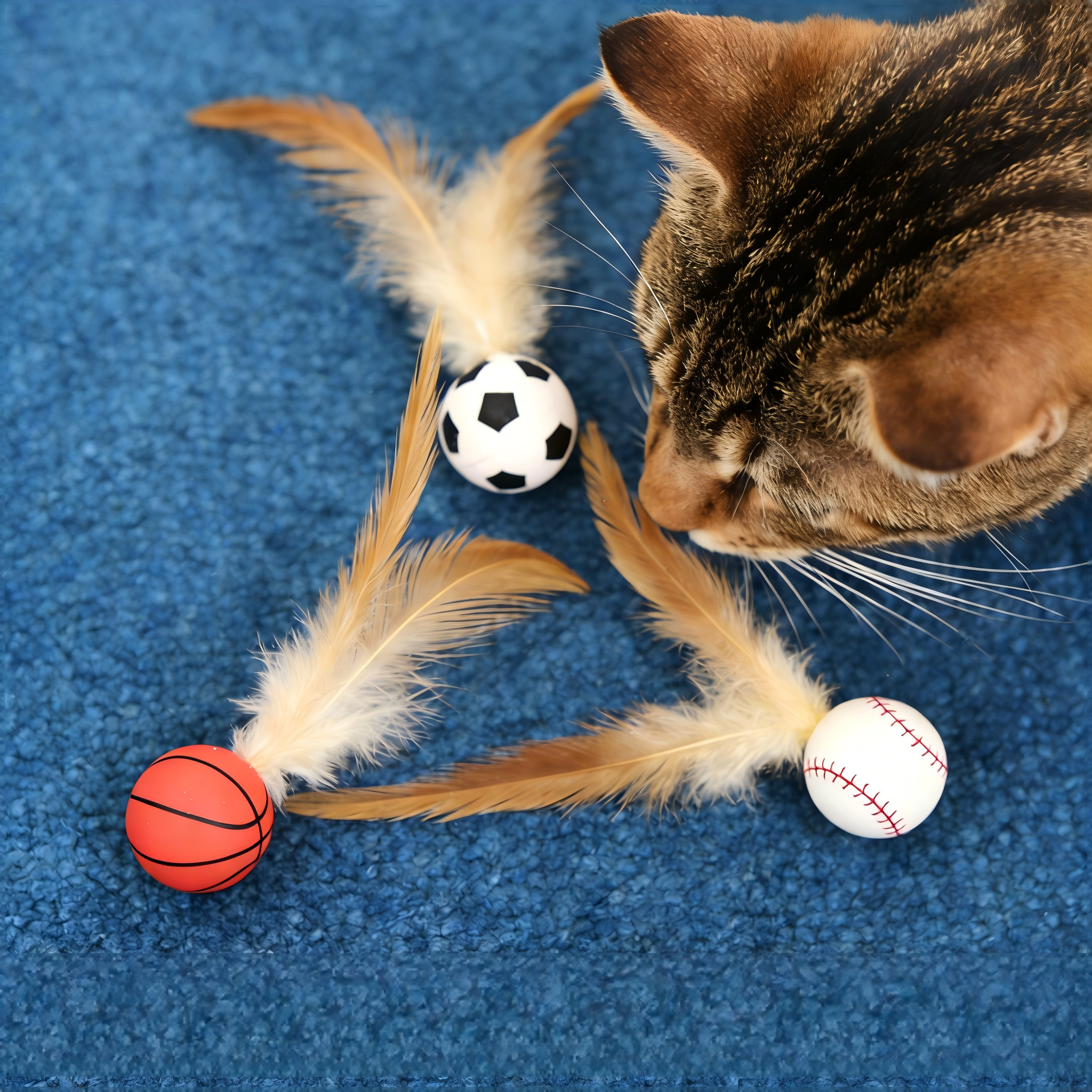 🎁Valentine's Day Sale🪶 $12.99 for 4! Silent Feather Cat Balls → Drains Kitty Energy (No Noise!) 🐾