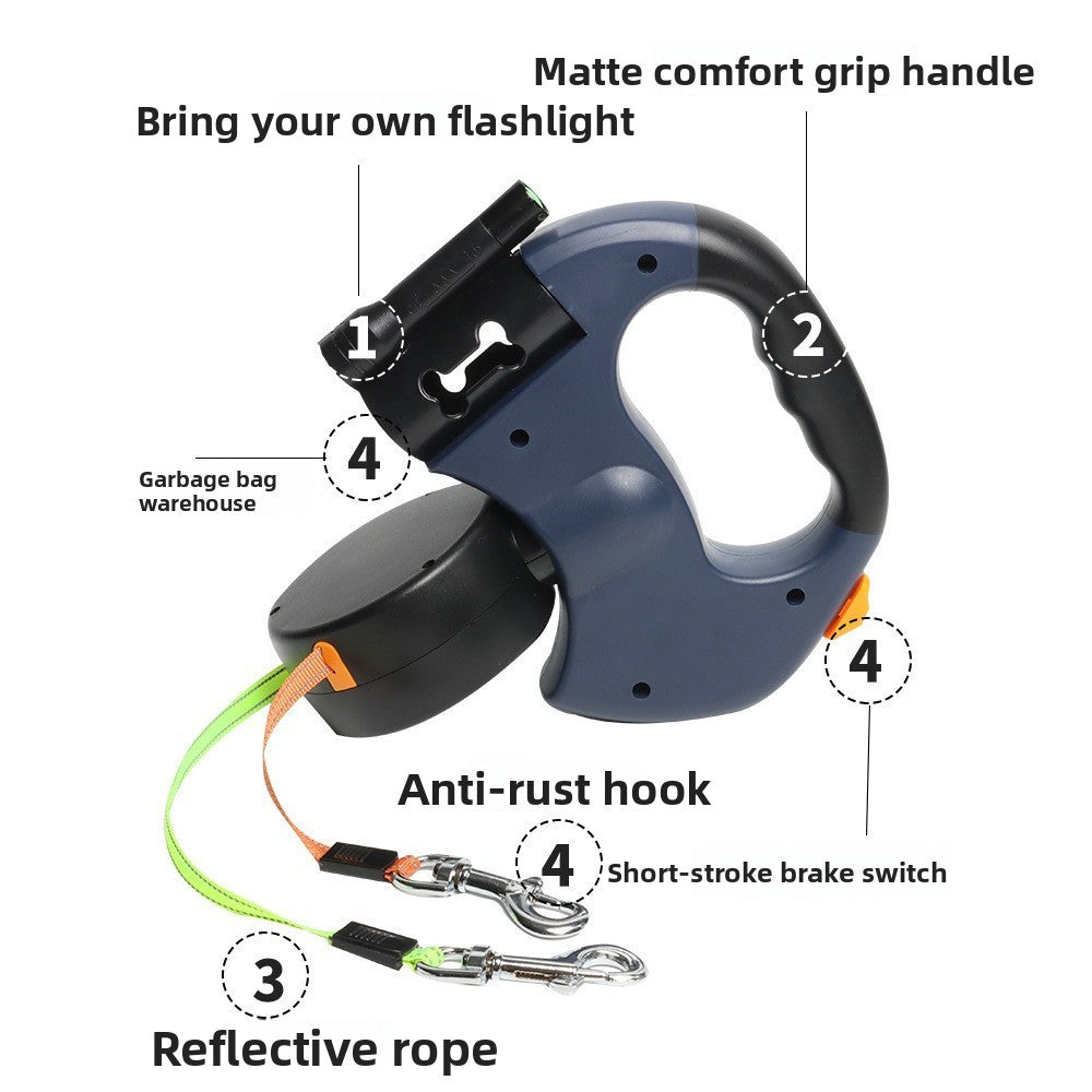 2 Headed dog leash with LED light