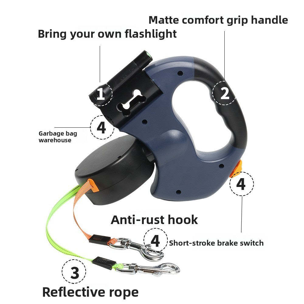 2 Headed dog leash with LED light