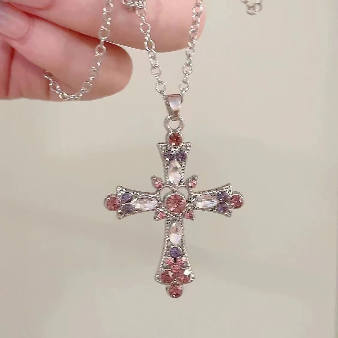 Easter & Valentine’s Day Exclusive | Pink Diamond Cross Blessing Necklace ✝️