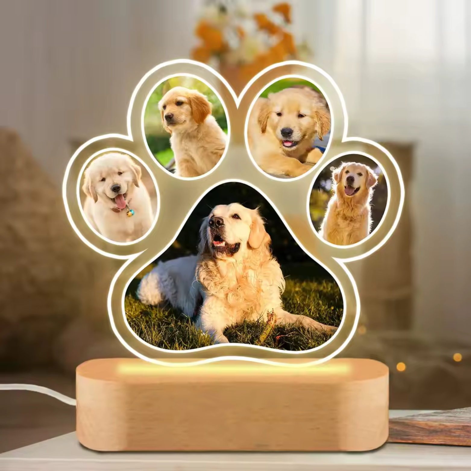 Paw Print LED Custom Photo Lamp: Keep Your Furry Friend’s Love Forever