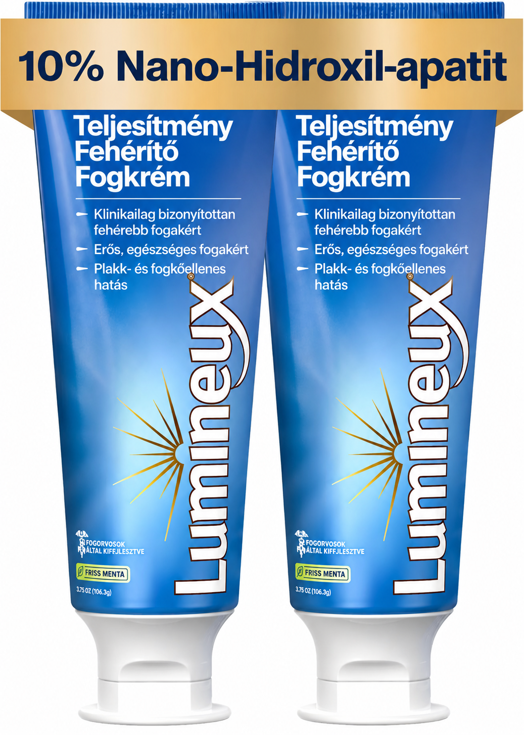 Lumineux 10% Nano Hydroxyapatite fehérítő fogkrém, 3,75 oz, 2 db-os kiszerelés