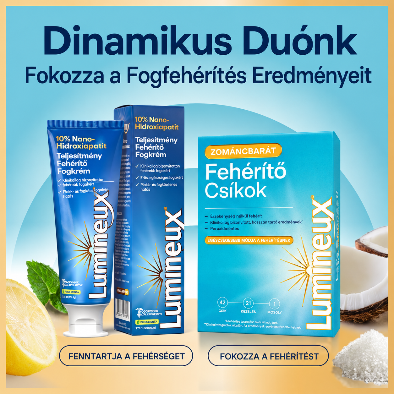 Lumineux 10% Nano Hydroxyapatite fehérítő fogkrém, 3,75 oz, 2 db-os kiszerelés