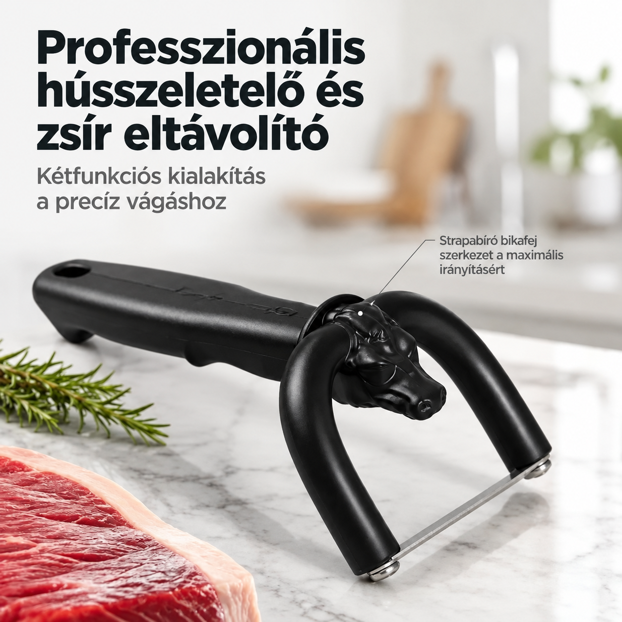 Marha- és sertéshús-szeletelő, kézi húszsír-eltávolító kés, ergonomikus húsvágó eszköz, amely ideális grillezéshez, húsfeldolgozáshoz és otthoni konyhai használatra.