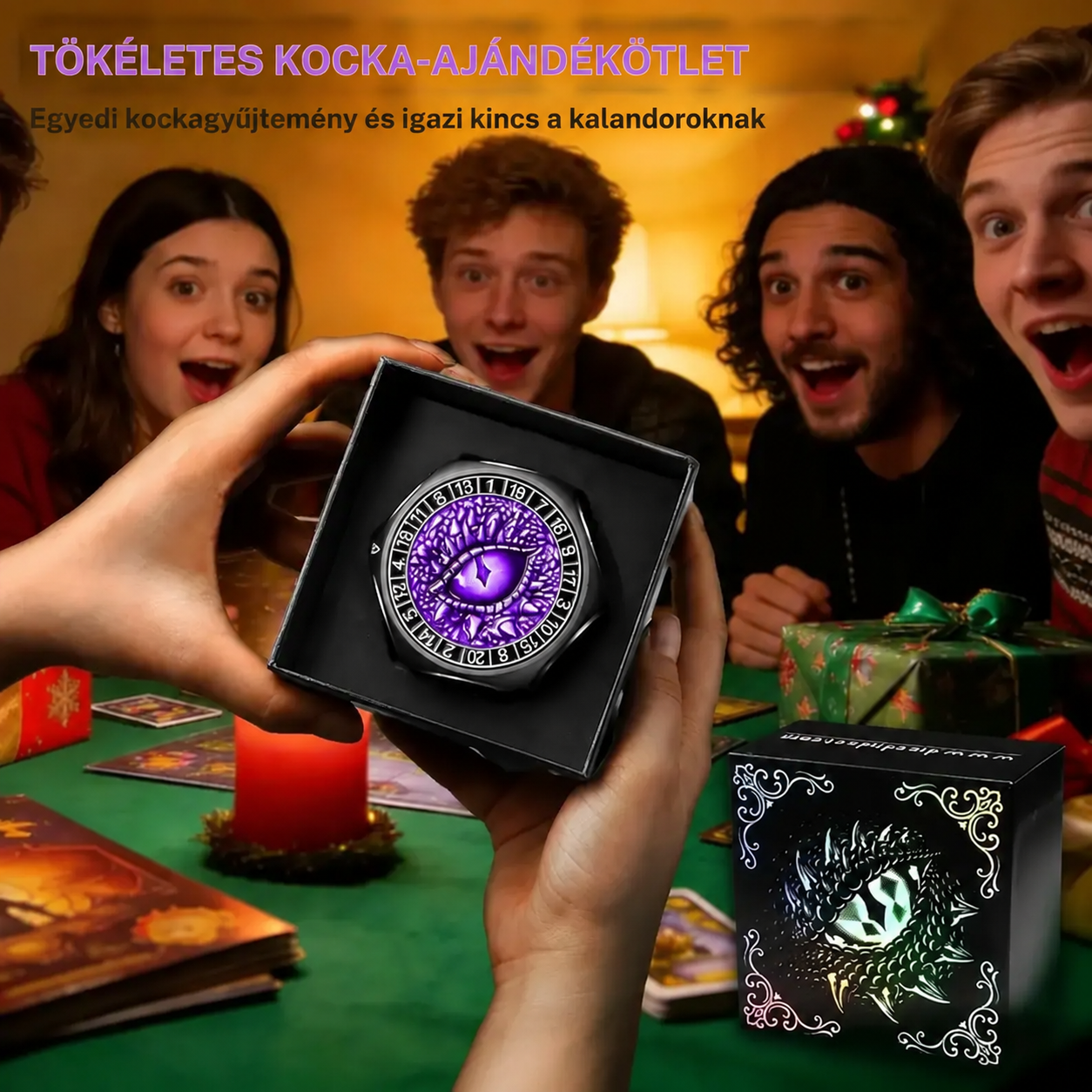 8 az 1-ben masszív, 60 mm-es fém pörgethető dobókocka 3D-s szörnygravírozással. Simán és hosszan pörög, 12 éves kortól játékosoknak. A szín meglepetés, véletlenszerűen kerül kiválasztásra!