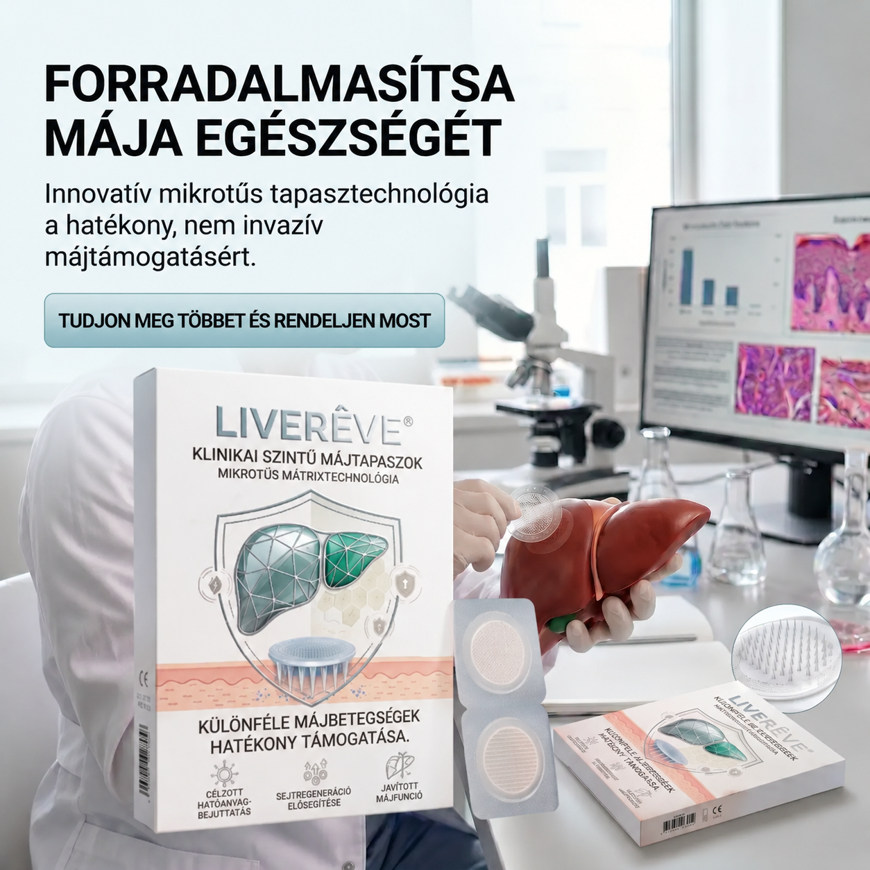 LIVERÊVE® Nano Microneedle Májtámogató Tapasz - Hatékony Májtámogatás - Méregtelenítés és Javítás - Csökkenti a Vércukorszintet és a Lipideket