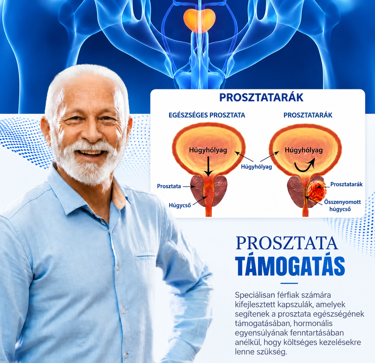 VigorPatch® Advanced Prosztata és Vitalitás Mikrotűs Tapasz, amelyet 25 év feletti férfiak számára terveztek, akik gyakori éjszakai vizeléssel, gyenge vizeletsugárral és alacsony energiaszinttel küzdenek.