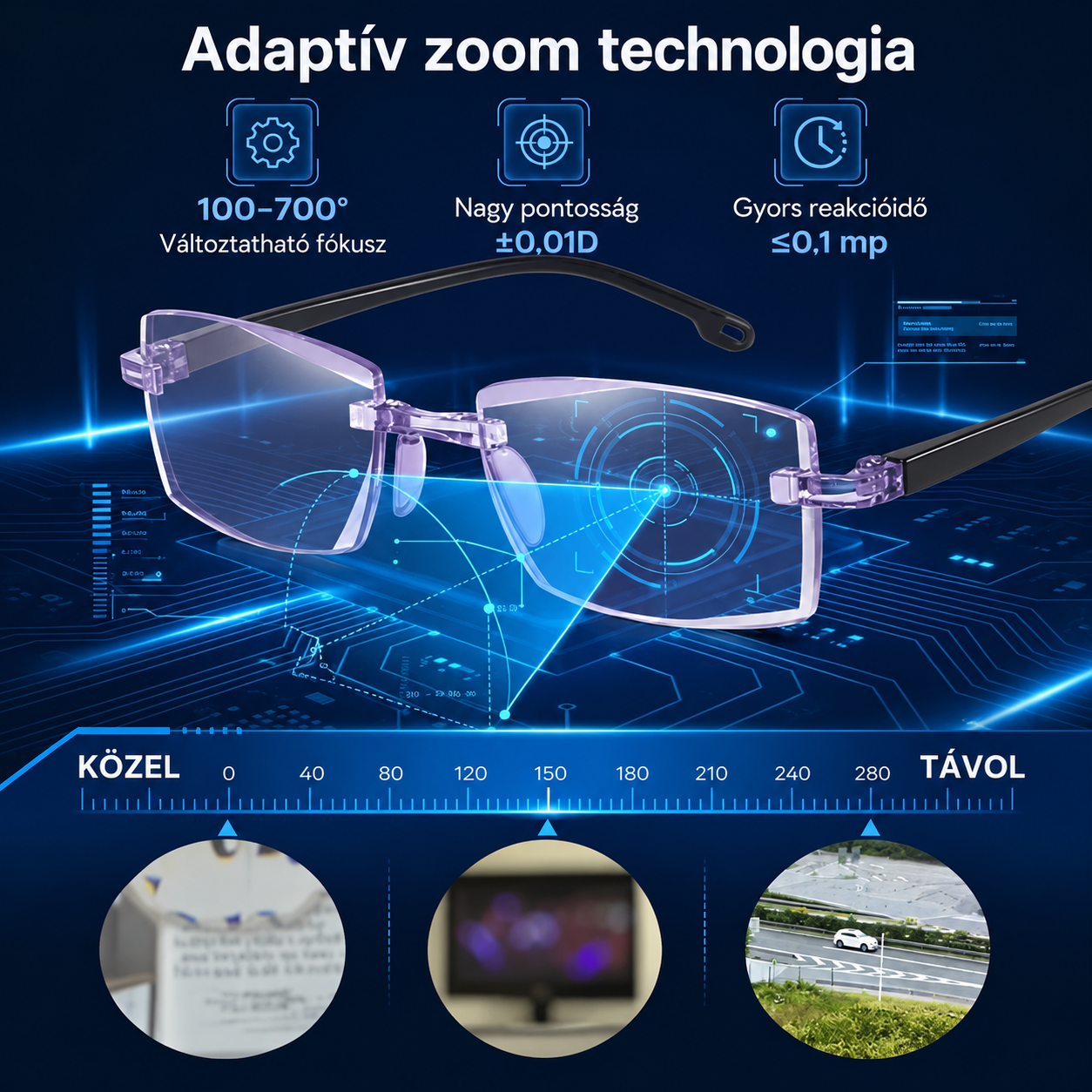 Intelligens zoom kényelmes olvasószemüveg