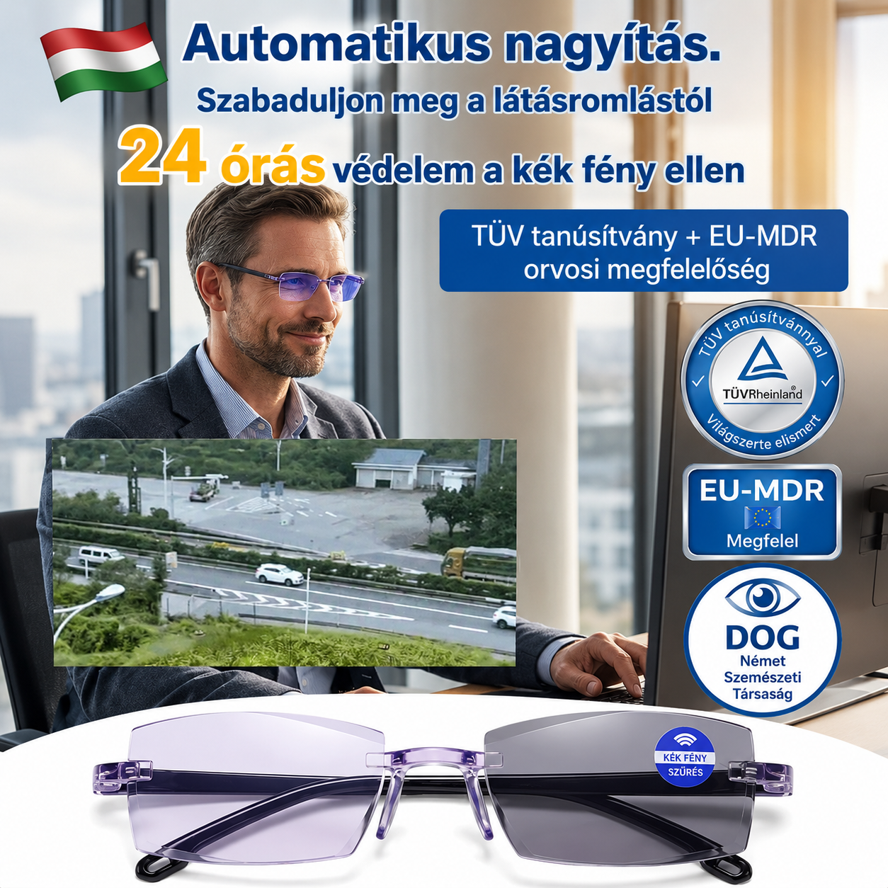 Intelligens zoom kényelmes olvasószemüveg