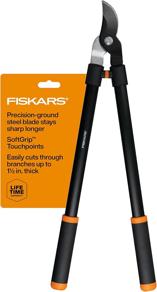 Fiskars 28"-os ágvágó olló faágvágáshoz, strapabíró, rozsdaálló, éles, bypass acélpengés olló, ágvágó akár 1,5" átmérőig, vágási kapacitás, ütéscsillapító fogantyú, kerti szerszámok