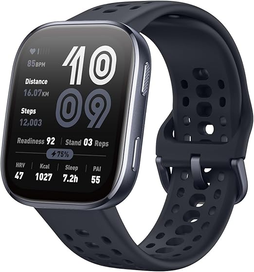 Amazfit Bip 6 okosóra 46 mm, 14 napos akkumulátor-üzemidő, 1,97"-os AMOLED kijelző, GPS és ingyenes térképek, mesterséges intelligencia, Bluetooth hívás és SMS, egészség-, fitnesz- és alváskövető, több mint 140 edzésmód, 5 ATM-es vízállóság