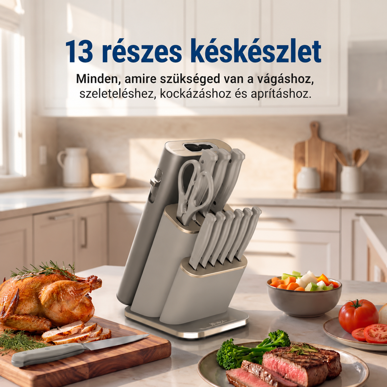 Ninja StaySharp 13 darabos késblokk készlet kivehető késélezővel – Stone Gold