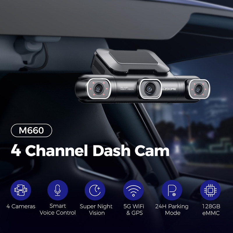 Garmin panorámás „őrjárat” fedélzeti kamerarendszer 5K felbontás · elöl–hátul–bal–jobb négykamerás rögzítés · infravörös éjjellátás · parkolófigyelés · GPS · mobilalkalmazás