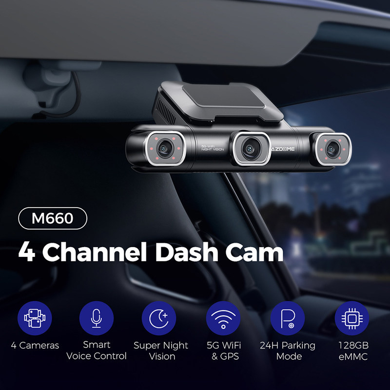 Garmin panorámás „őrjárat” fedélzeti kamerarendszer 5K felbontás · elöl–hátul–bal–jobb négykamerás rögzítés · infravörös éjjellátás · parkolófigyelés · GPS · mobilalkalmazás