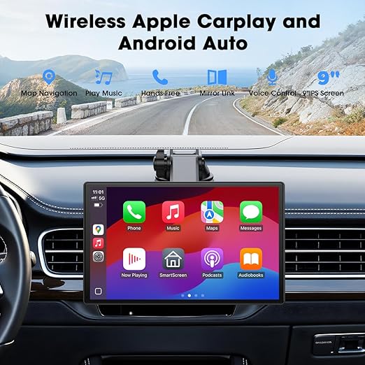Philips Vezeték Nélküli CarPlay Okos Kijelző Dash Cam – 10,26” HD, Első–Hátsó Kamera, Szerelés Nélkül