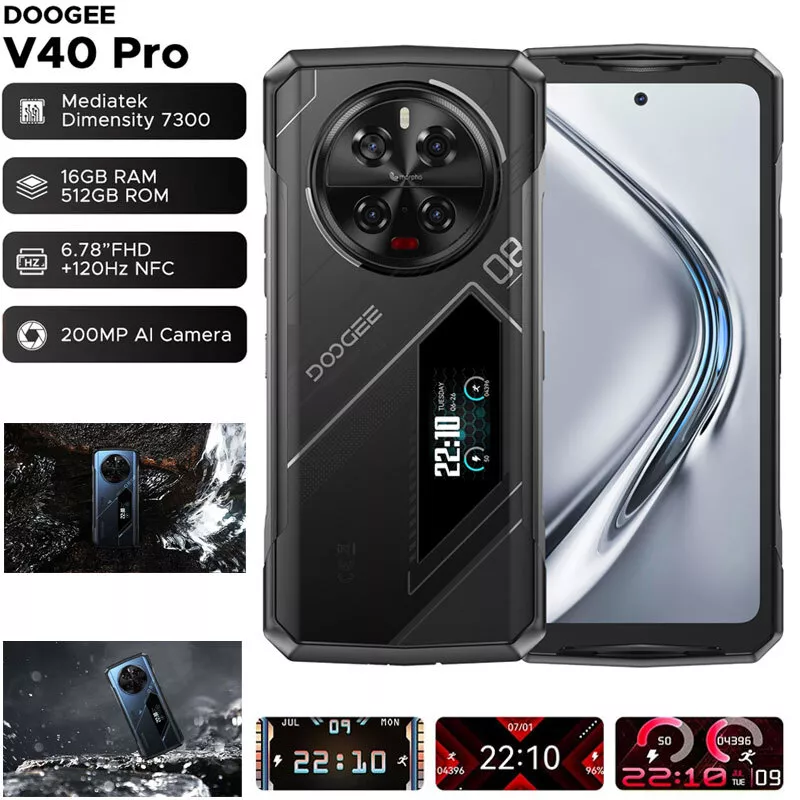 DOOGEE V40 Pro 16GB+512GB Bateria Grande de 8680mAh Android 14 Telefone Resistente