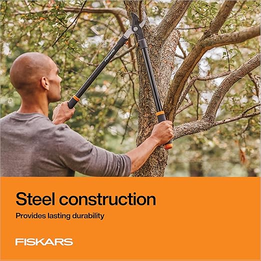 Fiskars 28"-os ágvágó olló faágvágáshoz, strapabíró, rozsdaálló, éles, bypass acélpengés olló, ágvágó akár 1,5" átmérőig, vágási kapacitás, ütéscsillapító fogantyú, kerti szerszámok