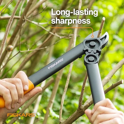 Fiskars 38 cm-es PowerGear ágvágó olló, éles acélpengés bokor- és favágó, akár 3,2 cm átmérőjű ágakat is vág, rozsdaálló és könnyű metszőolló, kerti szerszámok kertészkedéshez