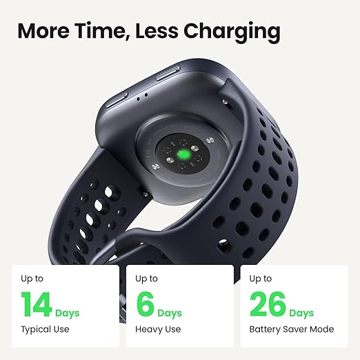 Amazfit Bip 6 okosóra 46 mm, 14 napos akkumulátor-üzemidő, 1,97"-os AMOLED kijelző, GPS és ingyenes térképek, mesterséges intelligencia, Bluetooth hívás és SMS, egészség-, fitnesz- és alváskövető, több mint 140 edzésmód, 5 ATM-es vízállóság