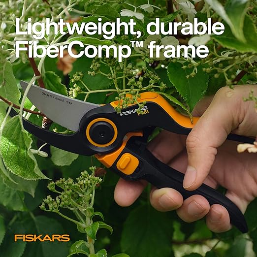 Fiskars DualAction metszőolló – Kézi metszőolló két vágási móddal, bypass metszőolló akár 2,5 cm-es szárakhoz és ágakhoz, alacsony súrlódású acélpenge, FiberComp keret