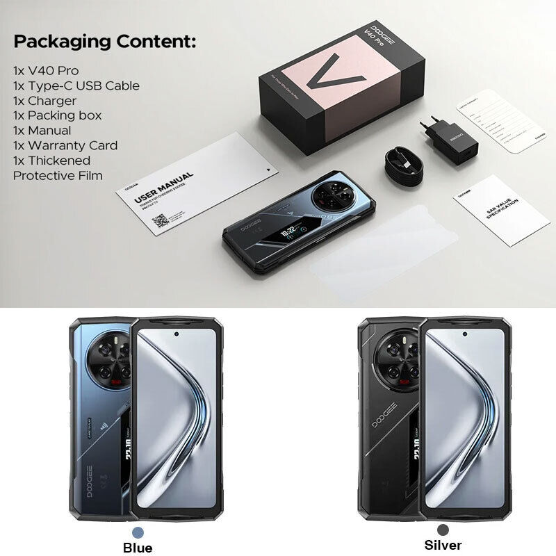 DOOGEE V40 Pro 16GB+512GB Bateria Grande de 8680mAh Android 14 Telefone Resistente