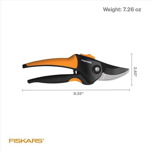 [Copy]Fiskars bypass metszőolló, 5/8 hüvelykes vágási kapacitású, puha markolatú kézi metszőolló kis kezekhez, a penge éles marad intenzív használat mellett is, rozsdaálló, alacsony súrlódású bevonattal