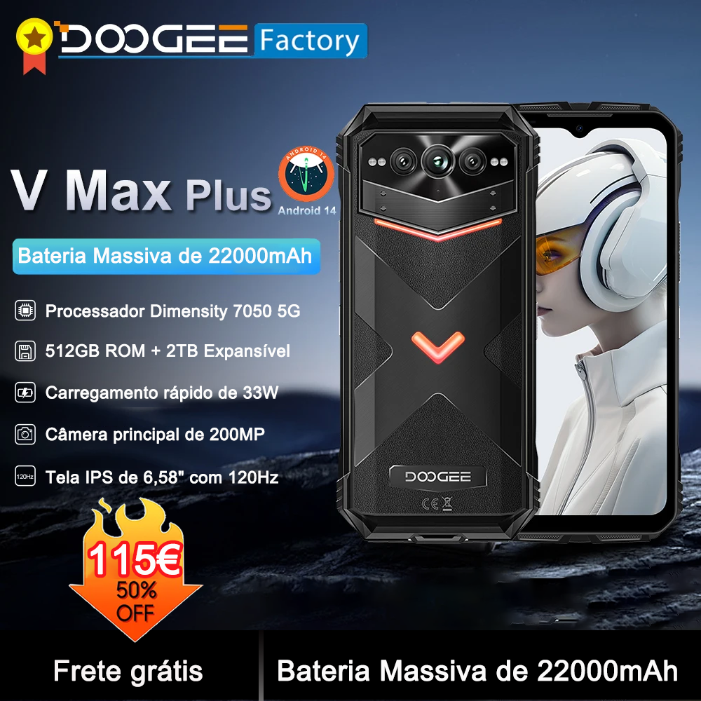 Doogee V Max Plus - Smartphone 5G robusto, lançamento mundial