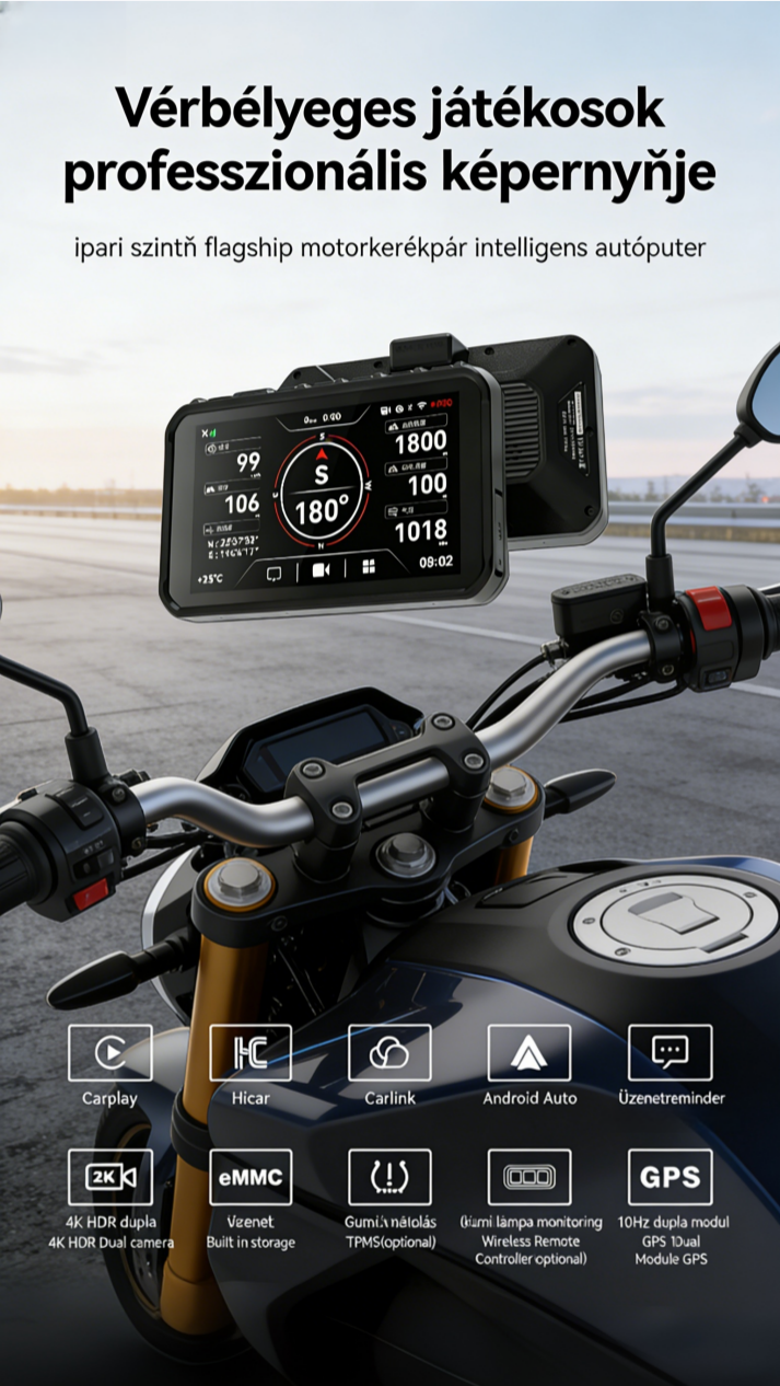 Garmin 5.7 hüvelykes Okos Motorkerékpár Navigációs Rendszer: Vezeték nélküli CarPlay, Android Auto, HD Érintőképernyő, AI Éjjellátás, Szuper Erős Védelem, 5G Gyors Letöltés, Intelligens Távirányító - Minden Funkció Egy Eszközben!