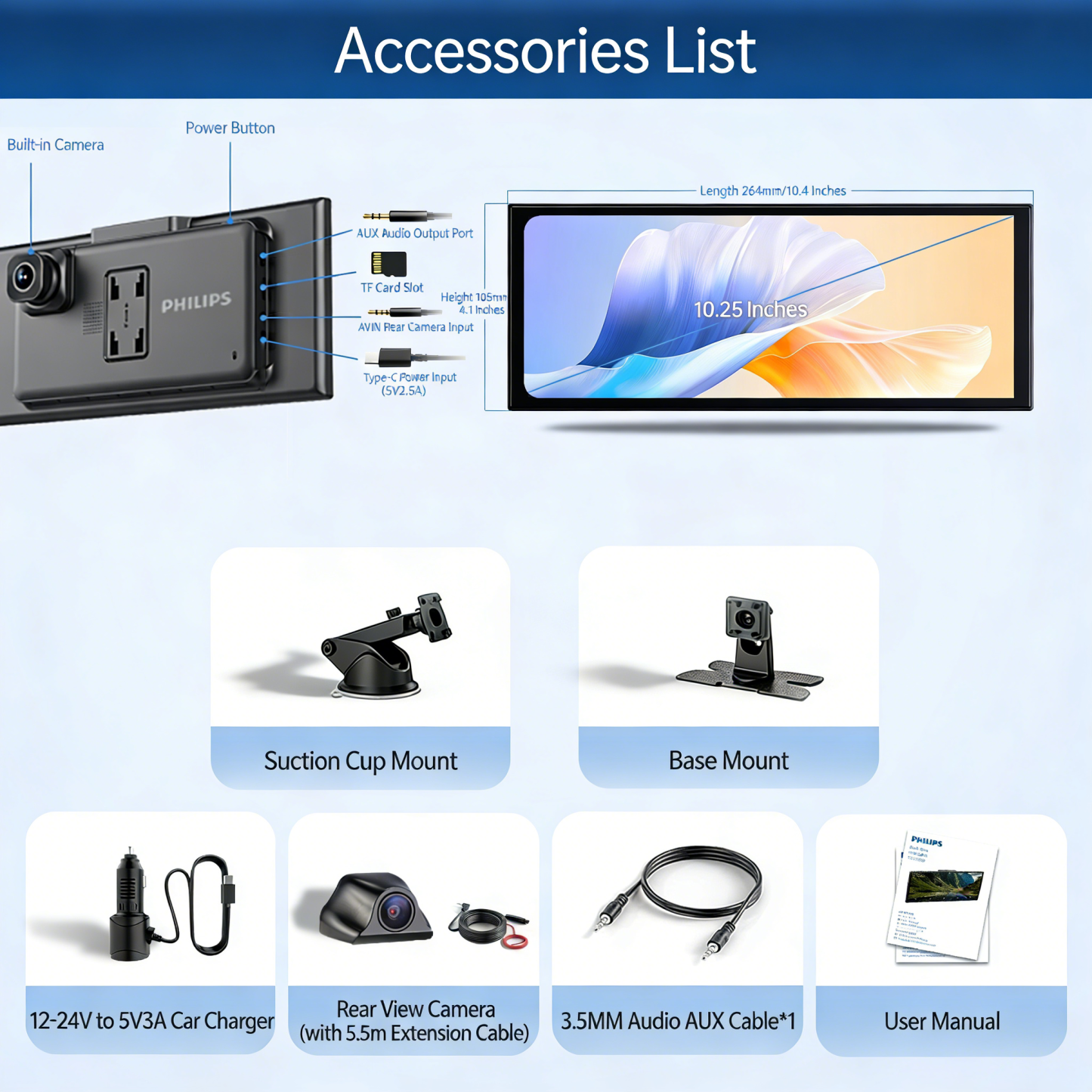 ❄️ Philips vezeték nélküli CarPlay autós okoskijelző DVR - Az intelligens vezetés új élménye ❄️