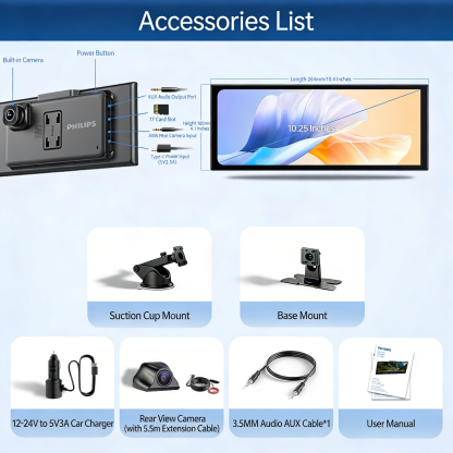 ❄️ Philips vezeték nélküli CarPlay autós okoskijelző DVR - Az intelligens vezetés új élménye ❄️