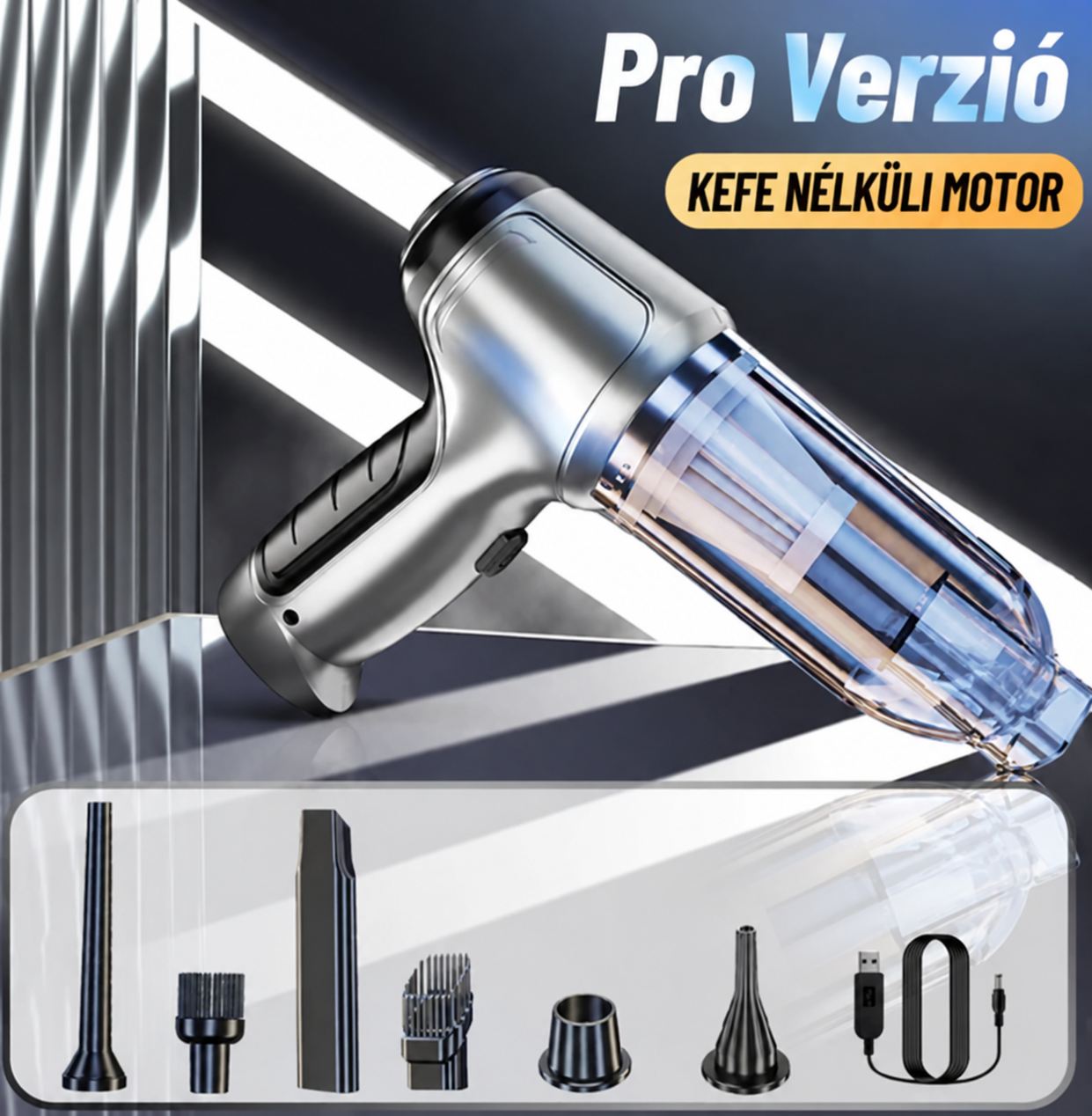 Vezeték nélküli, nagy teljesítményű autós porszívó
