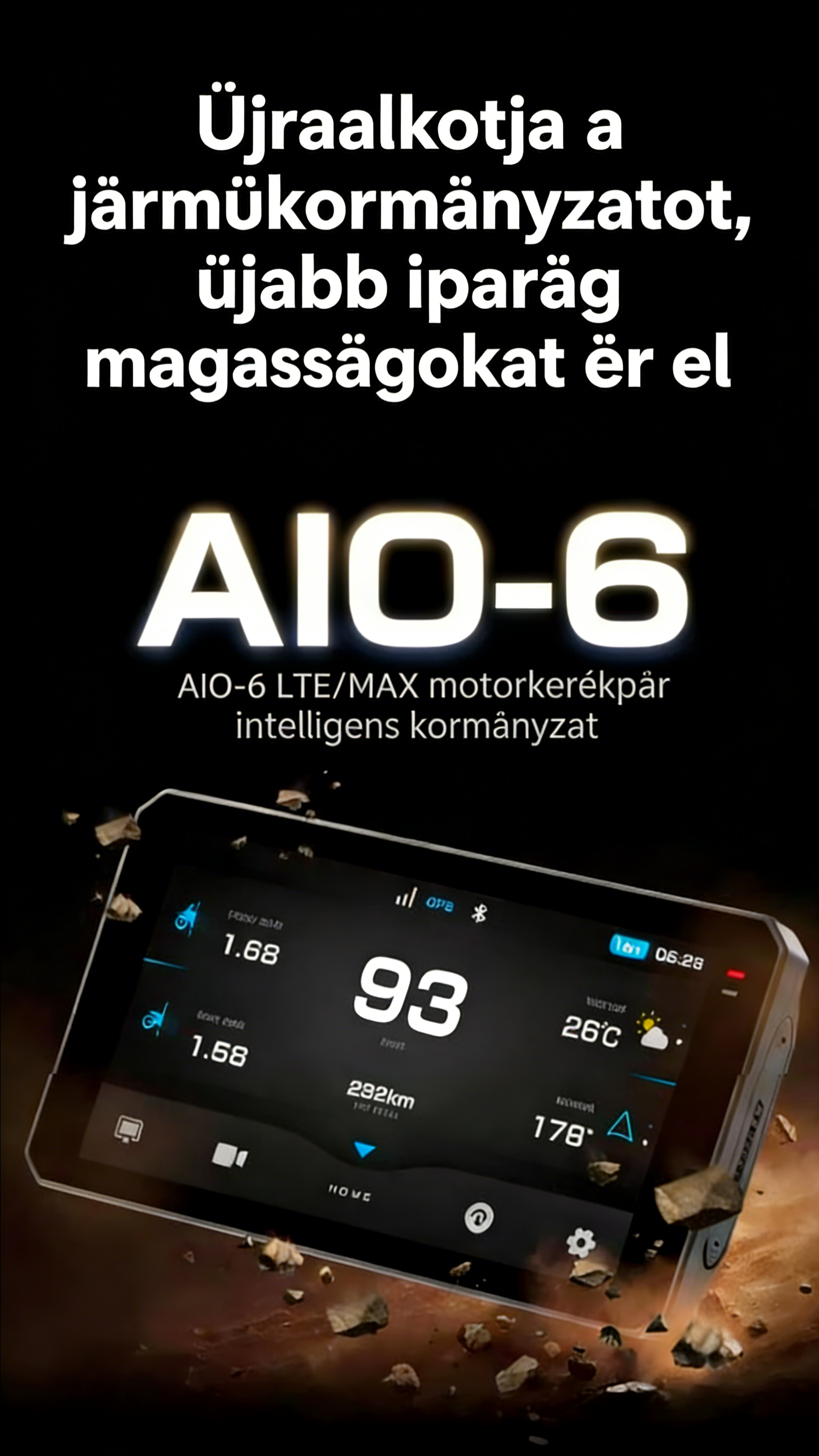 Garmin AIO-6 LTE / MAX  Motorkerékpár-intelligens rendszer 4G távoli felügyelettel, SOS vészjelzéssel és holttérfigyeléssel