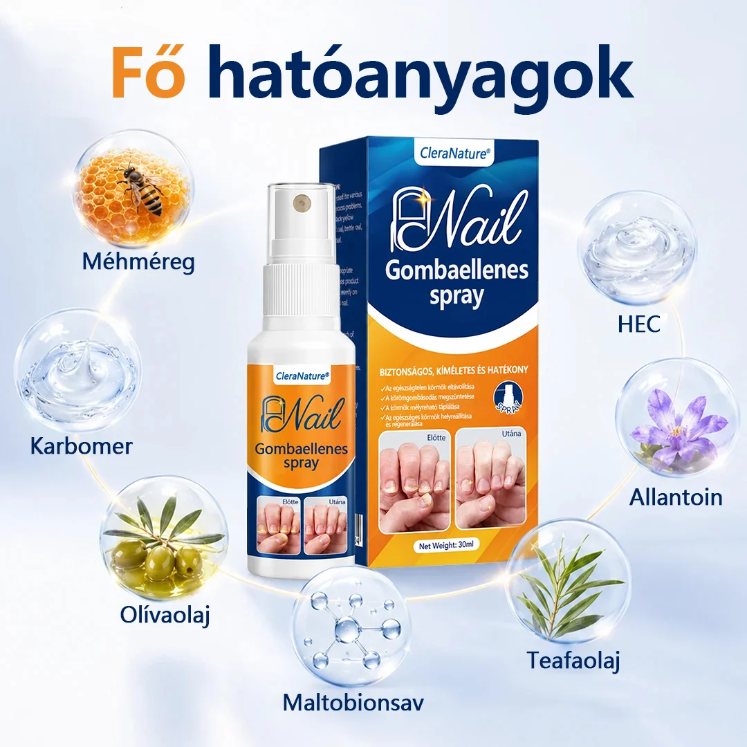 CleraNature® körömgomba-könnyítő spray  🎉 180 napos pénzvisszafizetési garancia – próbáld ki kockázat nélkül.