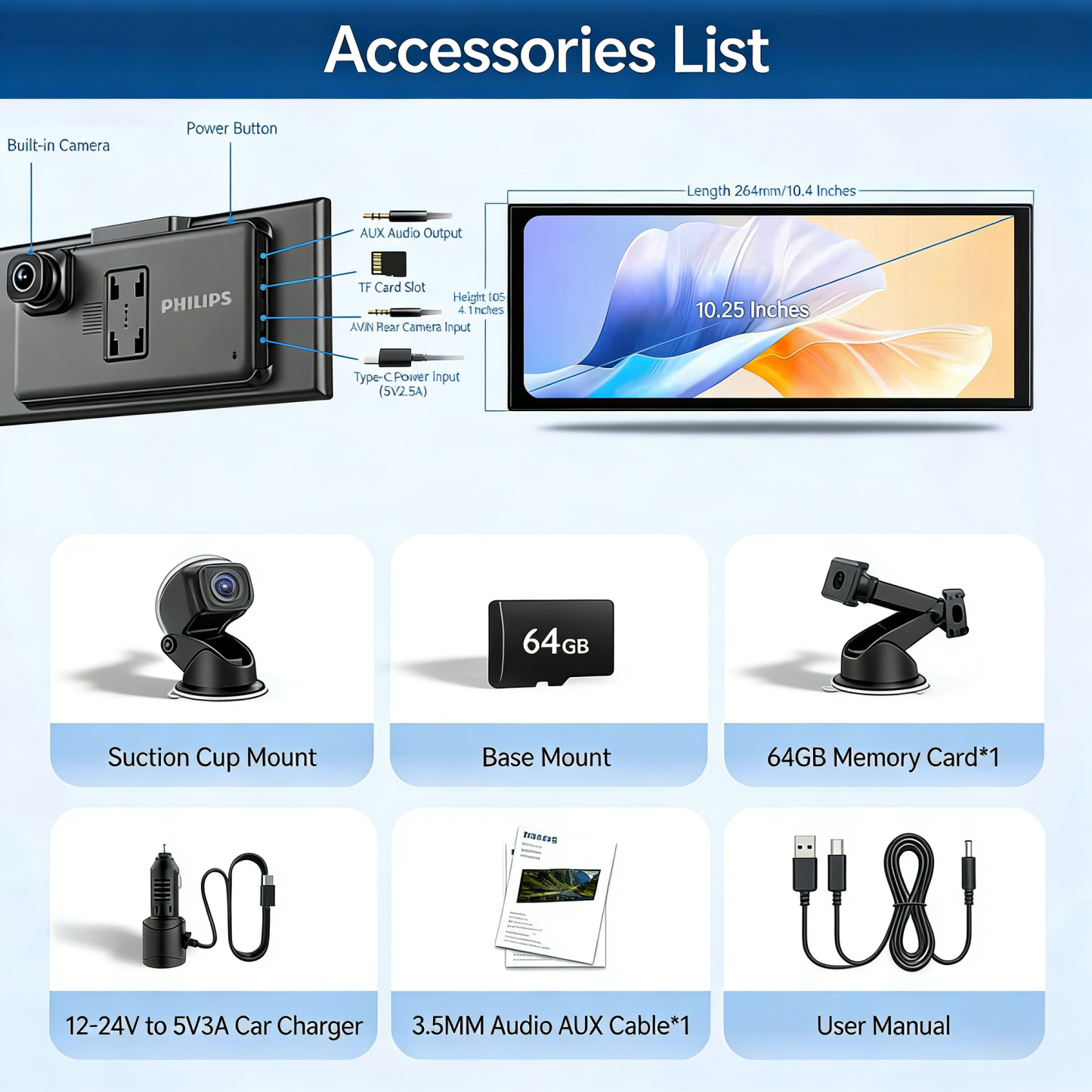 ❄️ Philips vezeték nélküli CarPlay autós okoskijelző DVR - Az intelligens vezetés új élménye ❄️