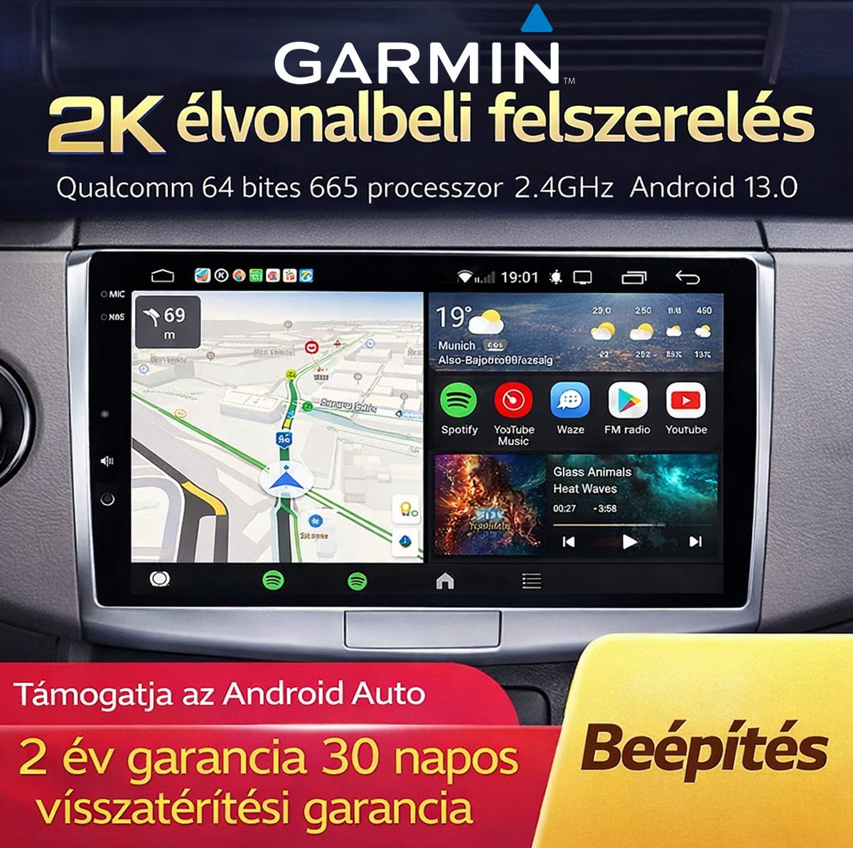 2K Autós Központi Kijelző – 360° Panoráma, 24h Parkolás, 4 Kamera, AR+ADAS