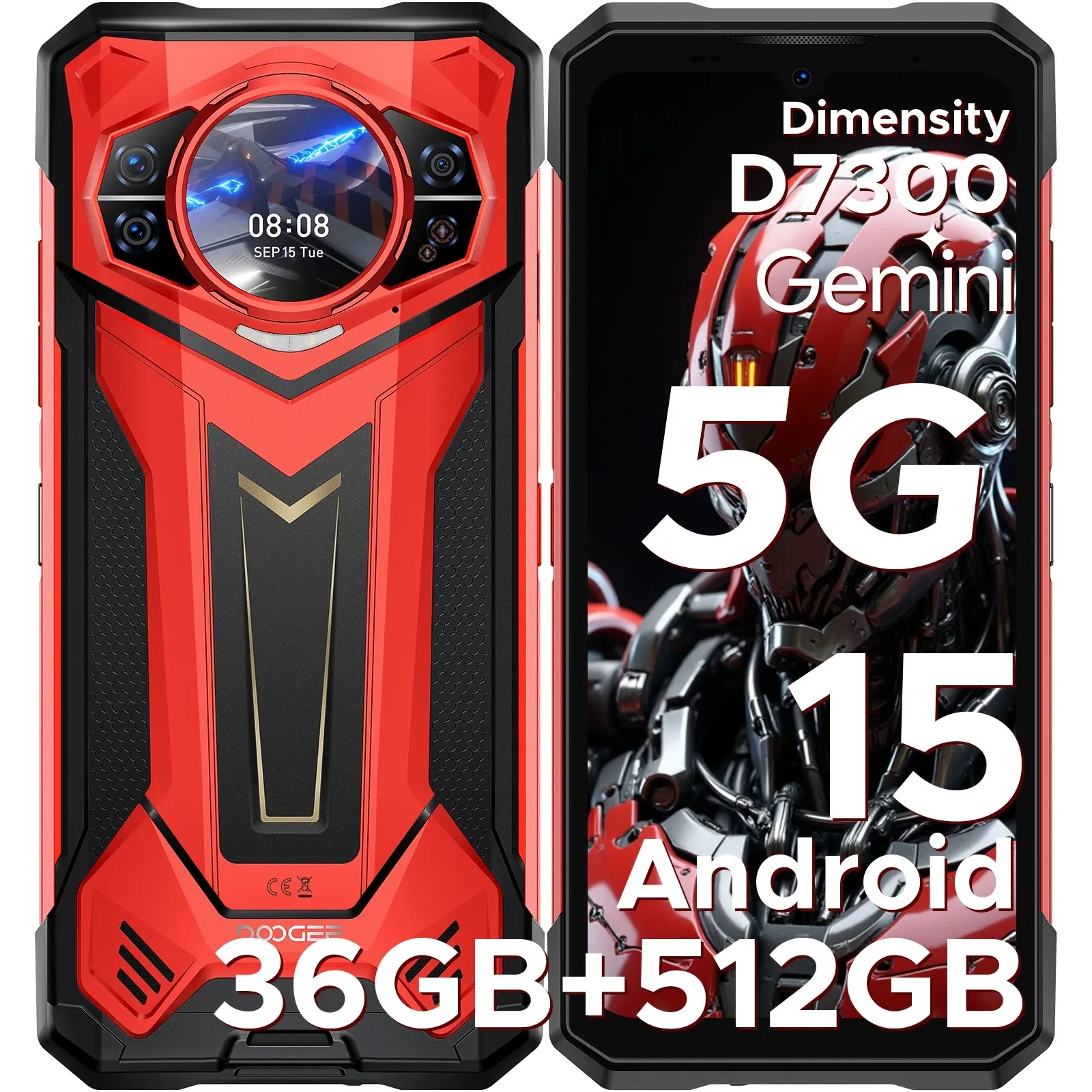 🔥Erős okostelefon DOOGEE S200Plus 5G 36GB+512GB Android 15 10100mAh 6,72" NFC IA