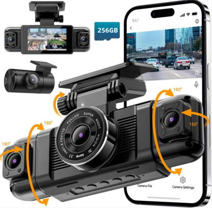 Garmin Négy Kamerás Teljes Körű Autós DVR - Szuper Széles Látószög, Éjjellátó, Ütközés Érzékelés, 24 órás Parkolás Felügyelet, Intelligens WiFi Csatlakozás