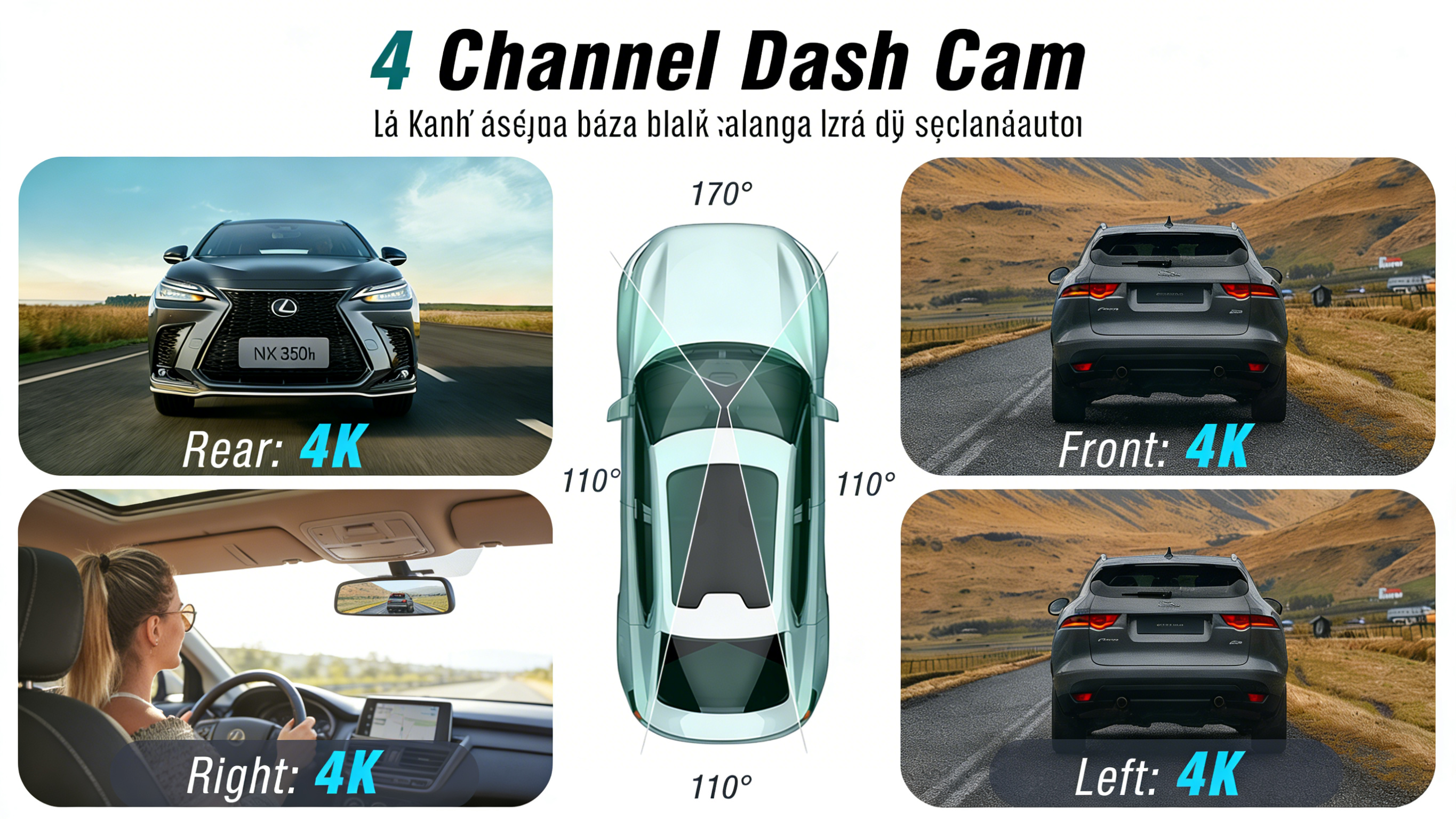 Garmin Négy Kamerás Teljes Körű Autós DVR - Szuper Széles Látószög, Éjjellátó, Ütközés Érzékelés, 24 órás Parkolás Felügyelet, Intelligens WiFi Csatlakozás