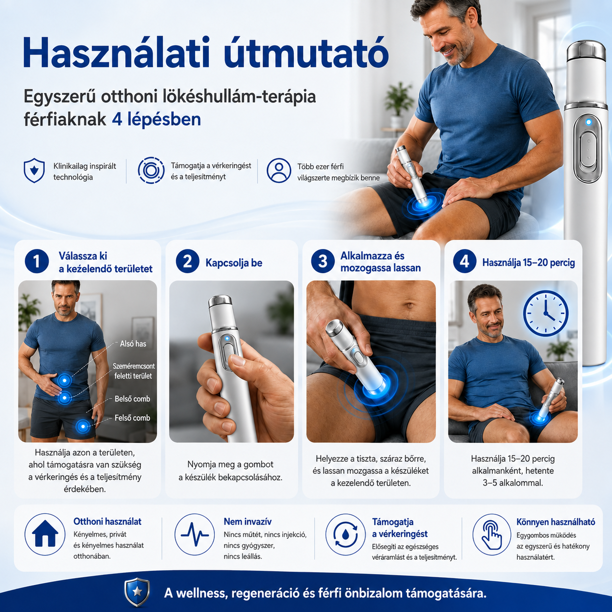 💙 A fejlett akusztikus lökéshullám-terápia   segíthet helyreállítani a péniszszövetek egészségét, javítani a merevséget, a teljesítményt és a férfi önbizalmat, miközben enyhíti a 💪 izomfájdalmat, a 🦴 ízületi merevséget és a 🦵 ínproblémák okozta kell