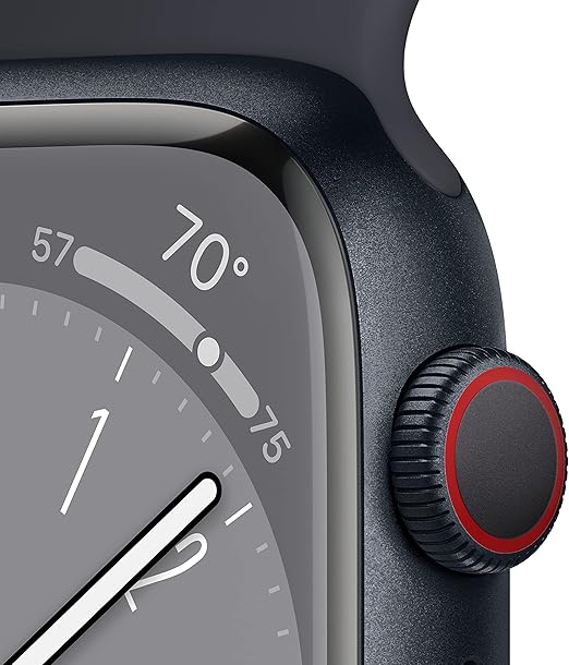 Apple Watch Series 8 (GPS+Cellular, 45 mm) – grafitszürke rozsdamentes acél tok éjféli sportszíjjal
