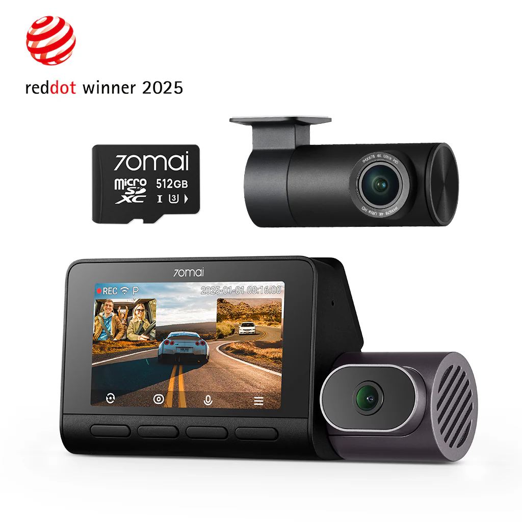 70mai autós kamera 4K T800 3 csatornás dupla 4K felbontással, STARVIS 2 IMX678-cal, HDR éjjellátóval, AI-érzékeléssel, vészhelyzeti rögzítéssel, 4G LTE-vel és szuperkondenzátorral