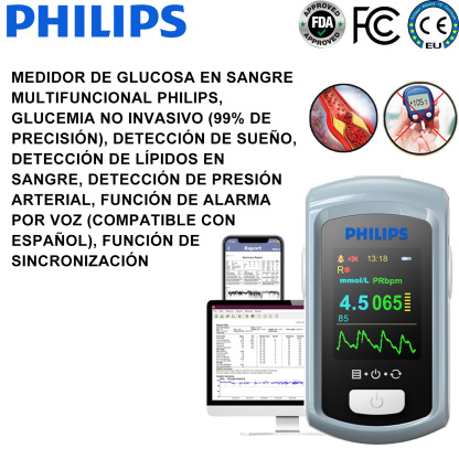 Medidor de glucosa en sangre no invasivo con láser Philips 2025, sin necesidad de extracción de sang