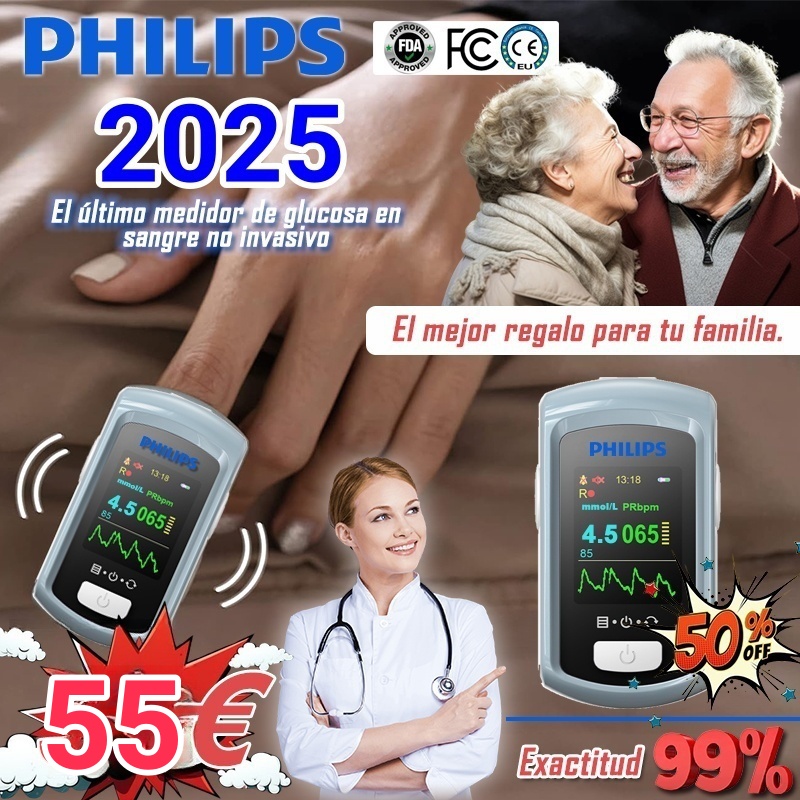 Medidor de glucosa en sangre no invasivo con láser Philips 2025, sin necesidad de extracción de sang