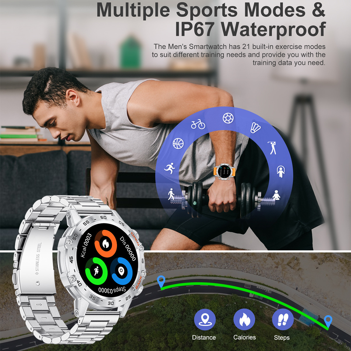 [Copy]Okosórák férfiaknak, vízálló fitneszkövető vérnyomás-/pulzus-/alvás-/100+ sportmóddal