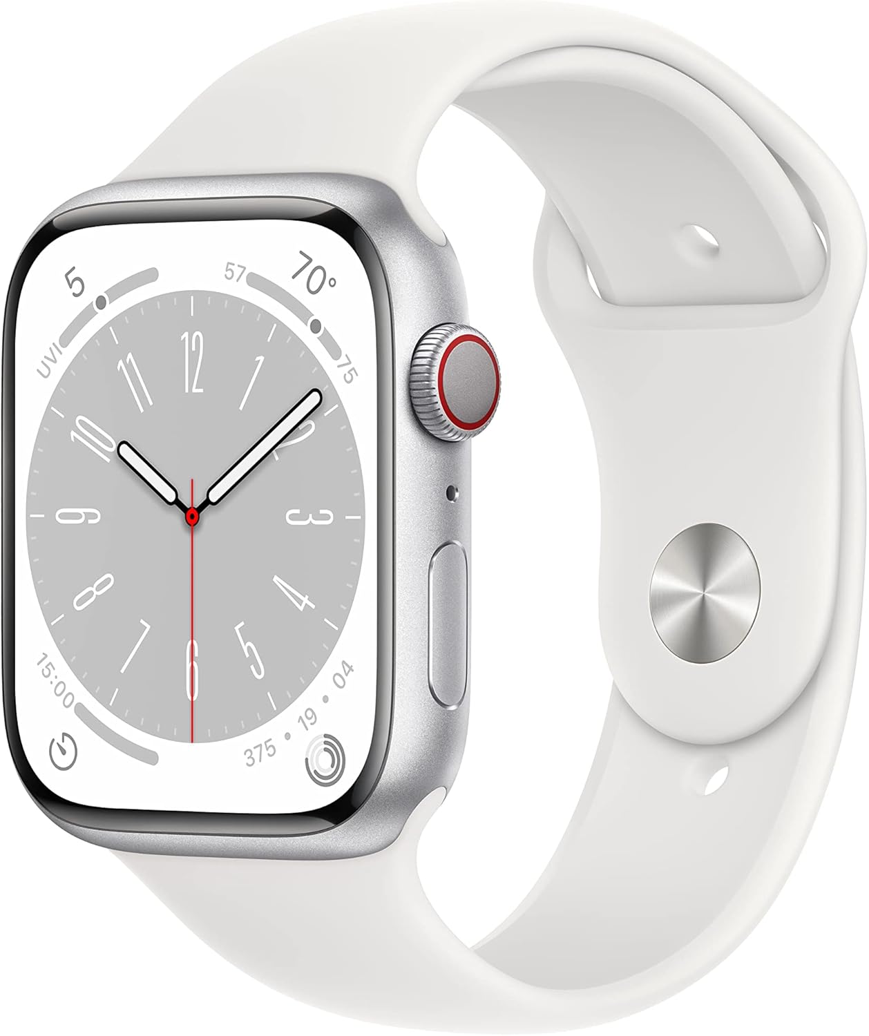 Apple Watch Series 8 (GPS+Cellular, 45 mm) – grafitszürke rozsdamentes acél tok éjféli sportszíjjal