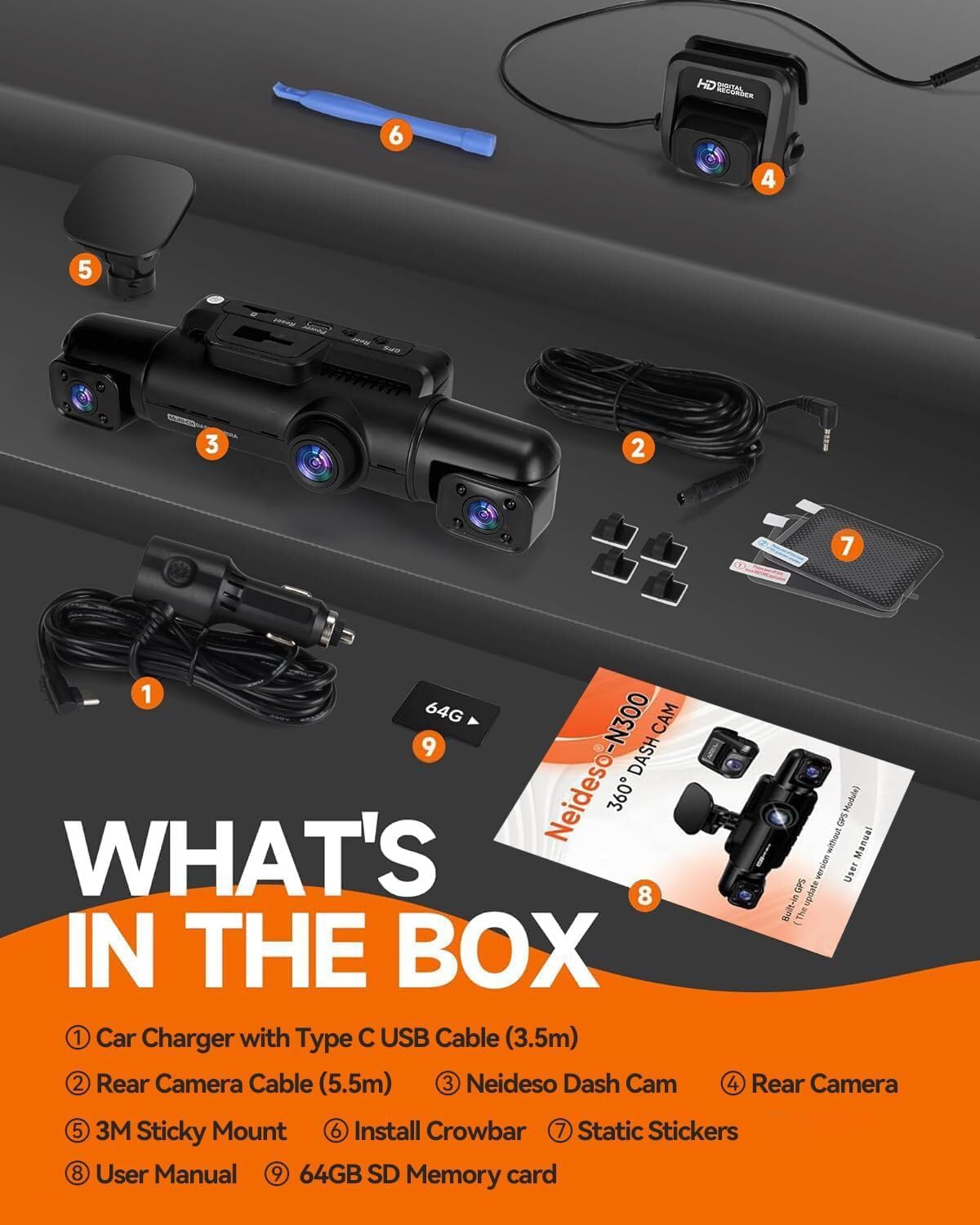 Garmin 360°-os intelligens vezetésbiztonsági rendszer｜Négykamerás panoráma · Radaros figyelmeztetés · AI hangvezérlés · Tolatási asszisztens · 128 GB tárhely