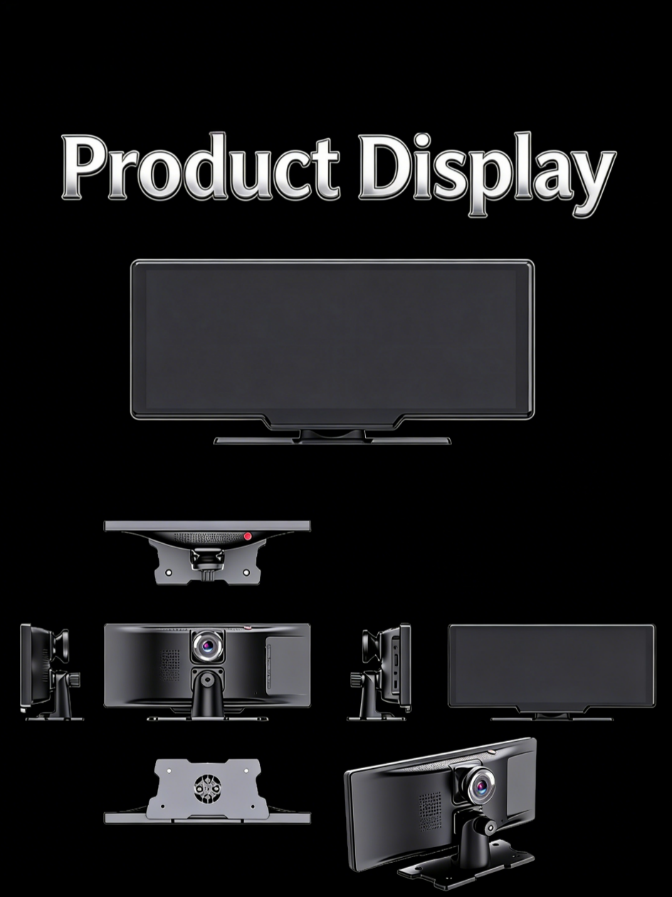 Philips Vezeték Nélküli CarPlay Okos Kijelző Dash Cam – 10,26” HD, Első–Hátsó Kamera, Szerelés Nélkül