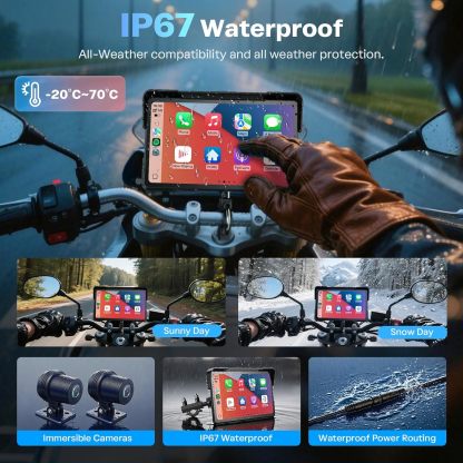 Garmin Motoros CarPlay Kijelző – Android Auto és Apple CarPlay, 7"-os Vízálló GPS Navigáció, Dupla 4K Dash Cam, Bluetooth Audio, Tolatóradar és TPMS