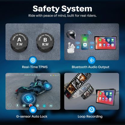 Garmin Motoros CarPlay Kijelző – Android Auto és Apple CarPlay, 7"-os Vízálló GPS Navigáció, Dupla 4K Dash Cam, Bluetooth Audio, Tolatóradar és TPMS