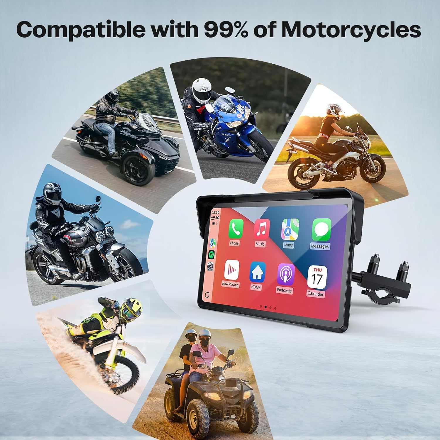 Garmin Motoros CarPlay Kijelző – Android Auto és Apple CarPlay, 7"-os Vízálló GPS Navigáció, Dupla 4K Dash Cam, Bluetooth Audio, Tolatóradar és TPMS